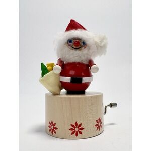 STEINBACH Germany Music Box Wooden Santa Hand Crank Musical Feliz Navidad 1636